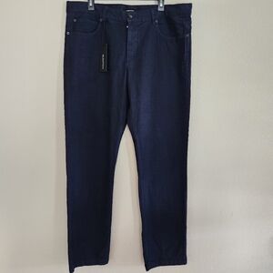 Bugatchi Mens Blue Straight Leg Herringbone 5 Pocket Pants Size 38 NWT